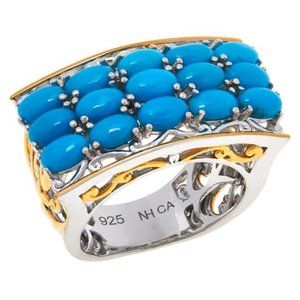 Sleeping Beauty Turquoise Three-Row Ring size 9 NEW